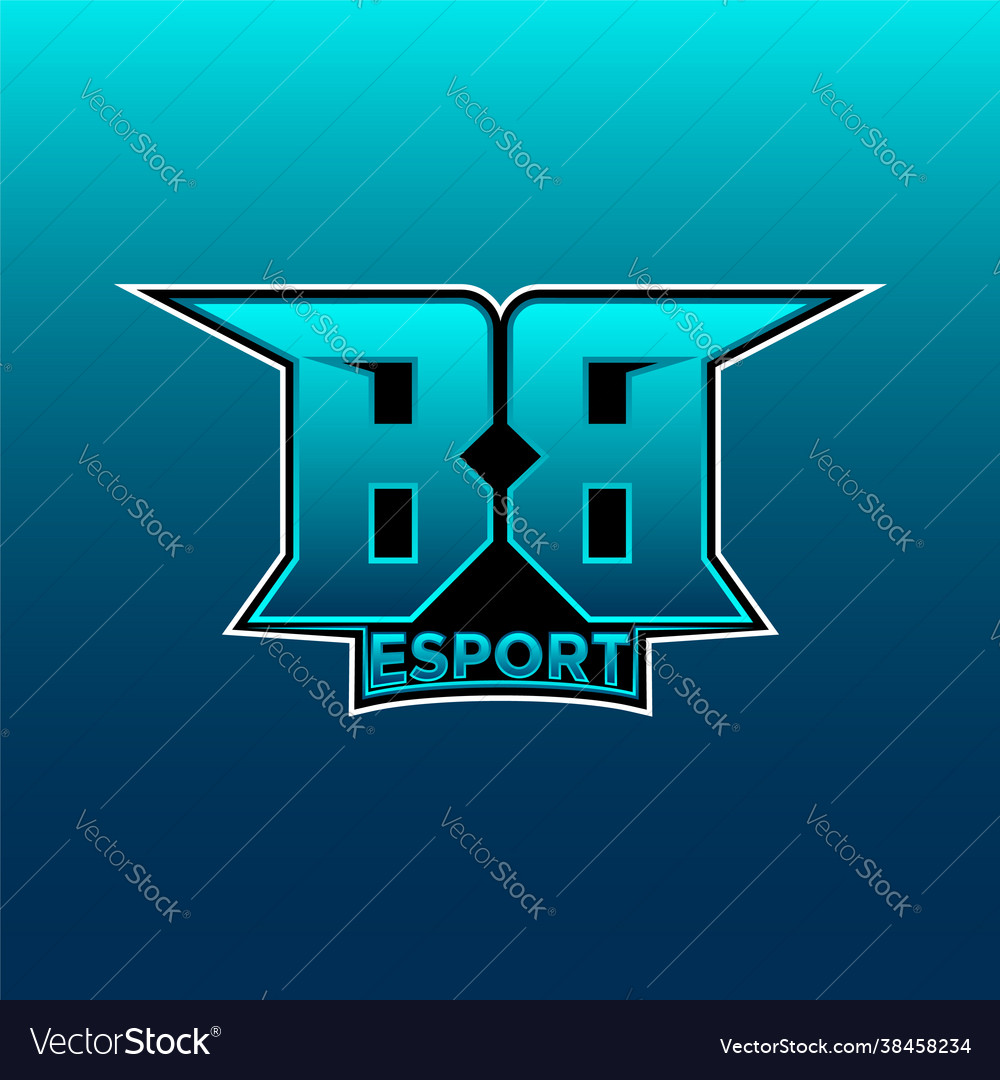 Bb Initial Gaming Logo Esports Geometric Designs Vector Image