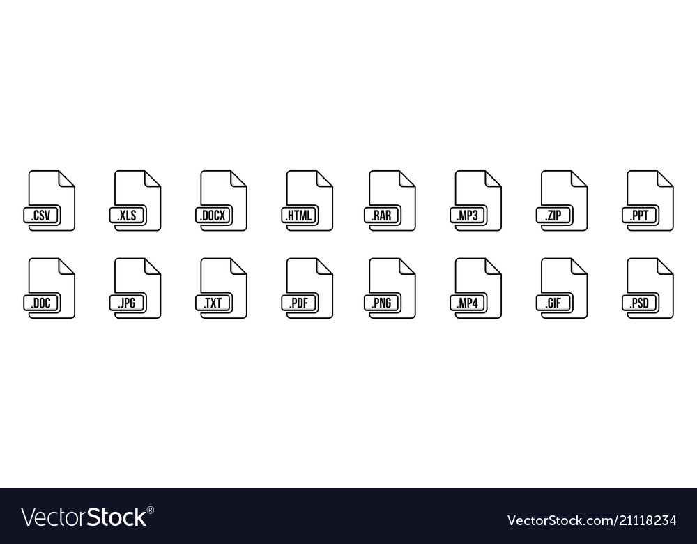 Creative of file type icon set Vector Image Creative of file type icon set