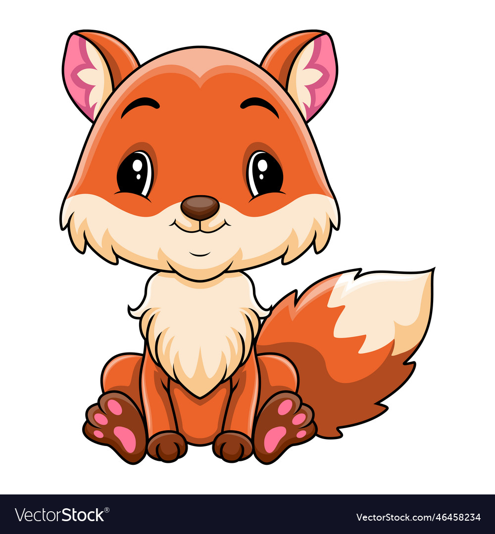 Cute baby fox is sitting Royalty Free Vector Image