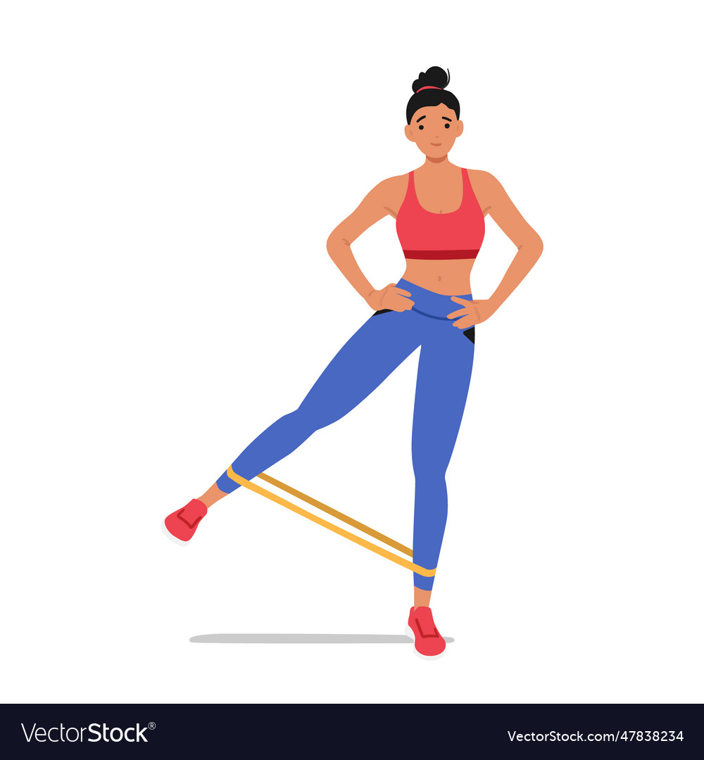 Fitness woman uses leg expander for a challenging Vector Image