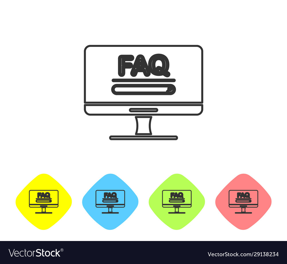 Grauer Zeilen-Computermonitor mit Text faq vector image Grauer Zeilen-Computermonitor mit Text faq