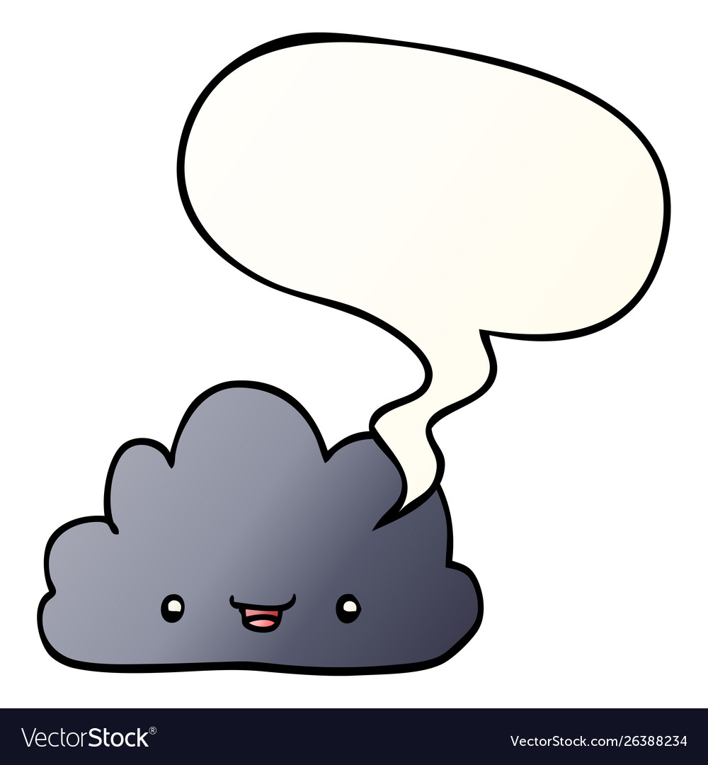 Happy cartoon cloud and speech bubble in smooth Vector Image