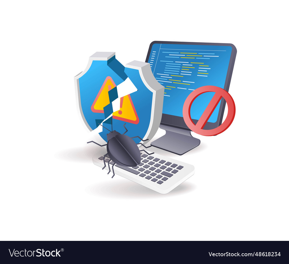 Malware-Virus Angriff Computer-Datensicherheit Vector Image Malware-Virus Angriff Computer-Datensicherheit
