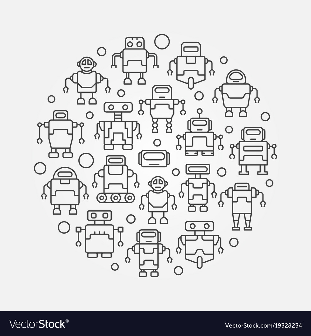 Robot Icon Set - Circular