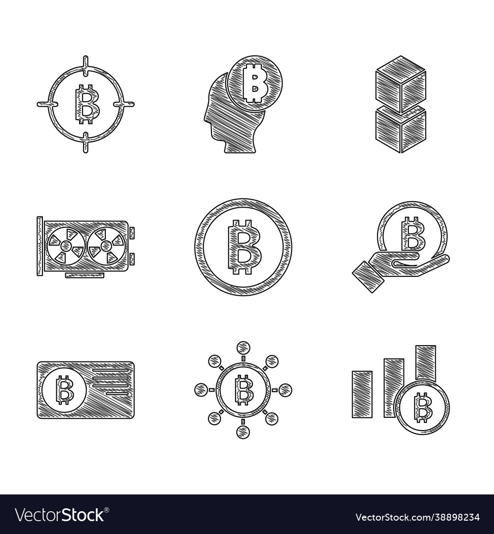 Set bitcoin blockchain technology pie chart vector image Set bitcoin blockchain technology pie chart