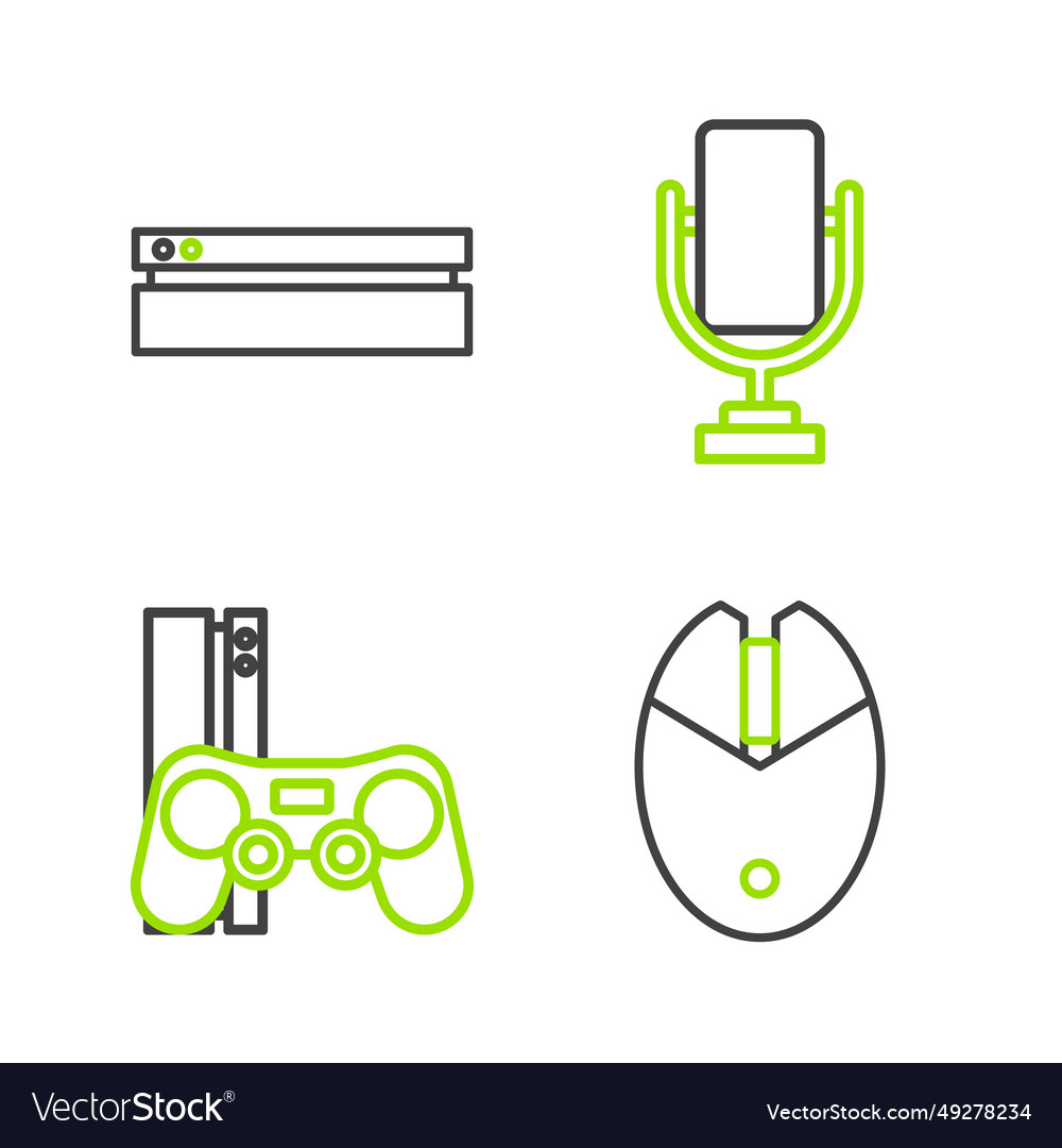 Set line computer mouse gaming game console vector image Set line computer mouse gaming game console