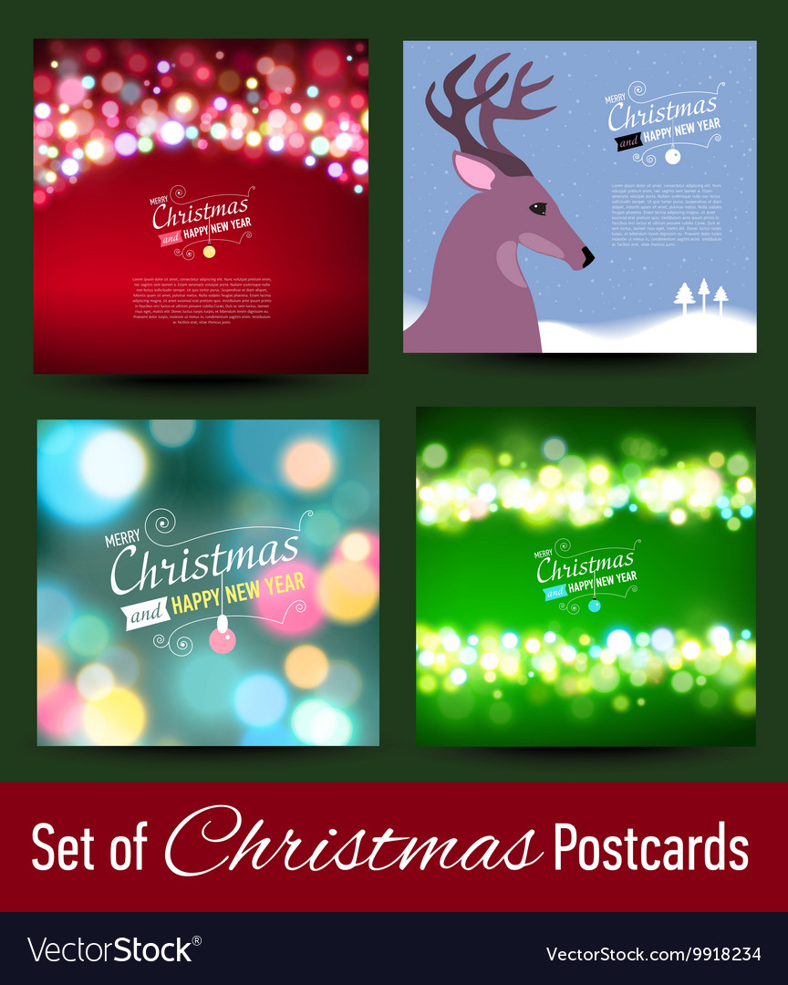 set of christmas postcard templates vector image on vectorstock christmas postcards templates free