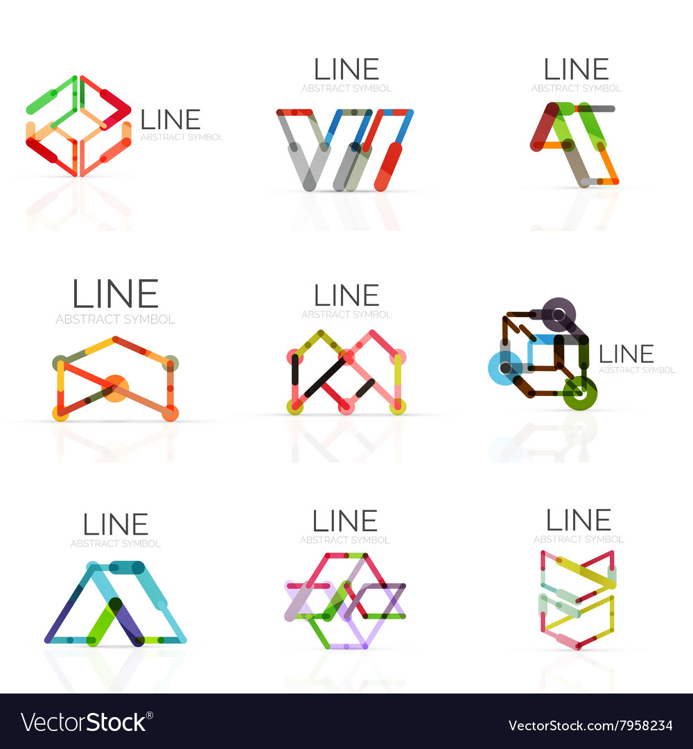 Set of linear abstract logos connected