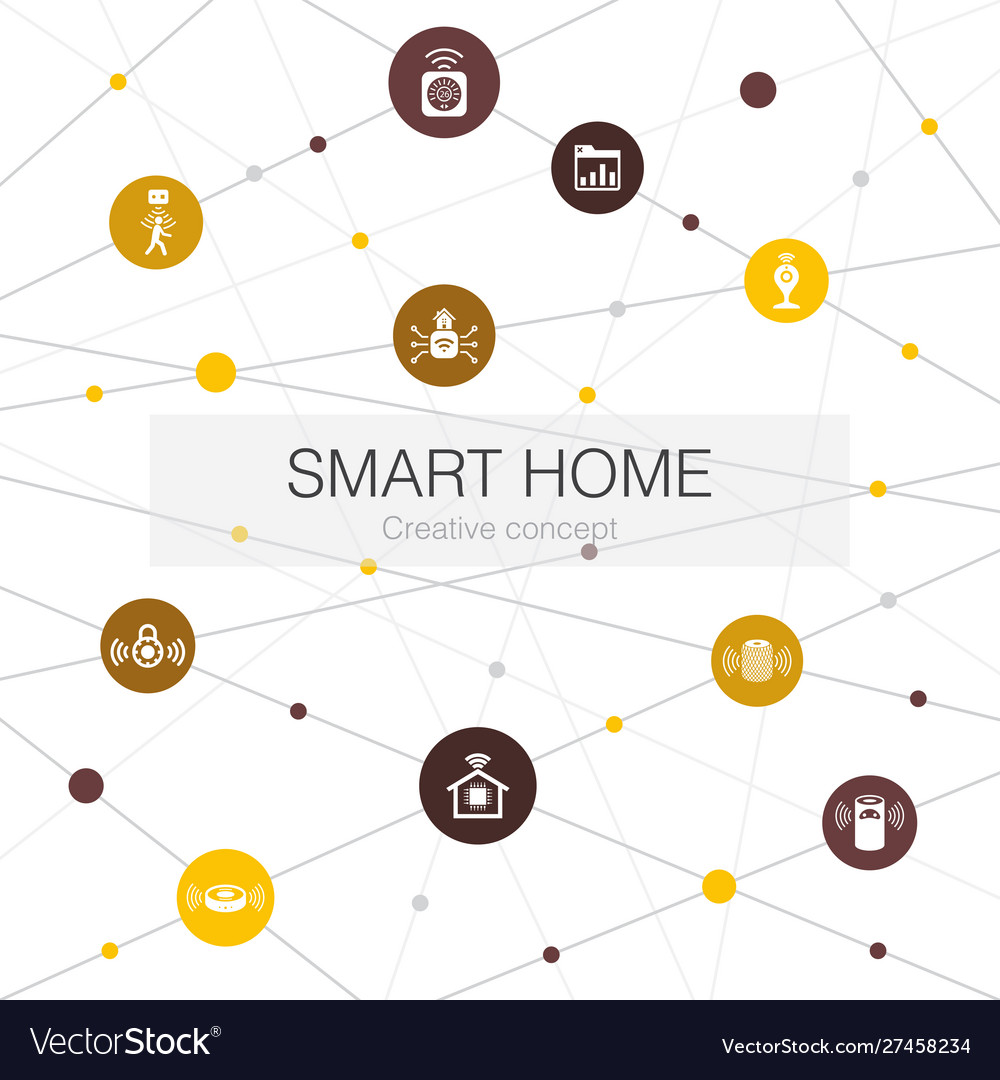 Smart home trendy web template with simple icons