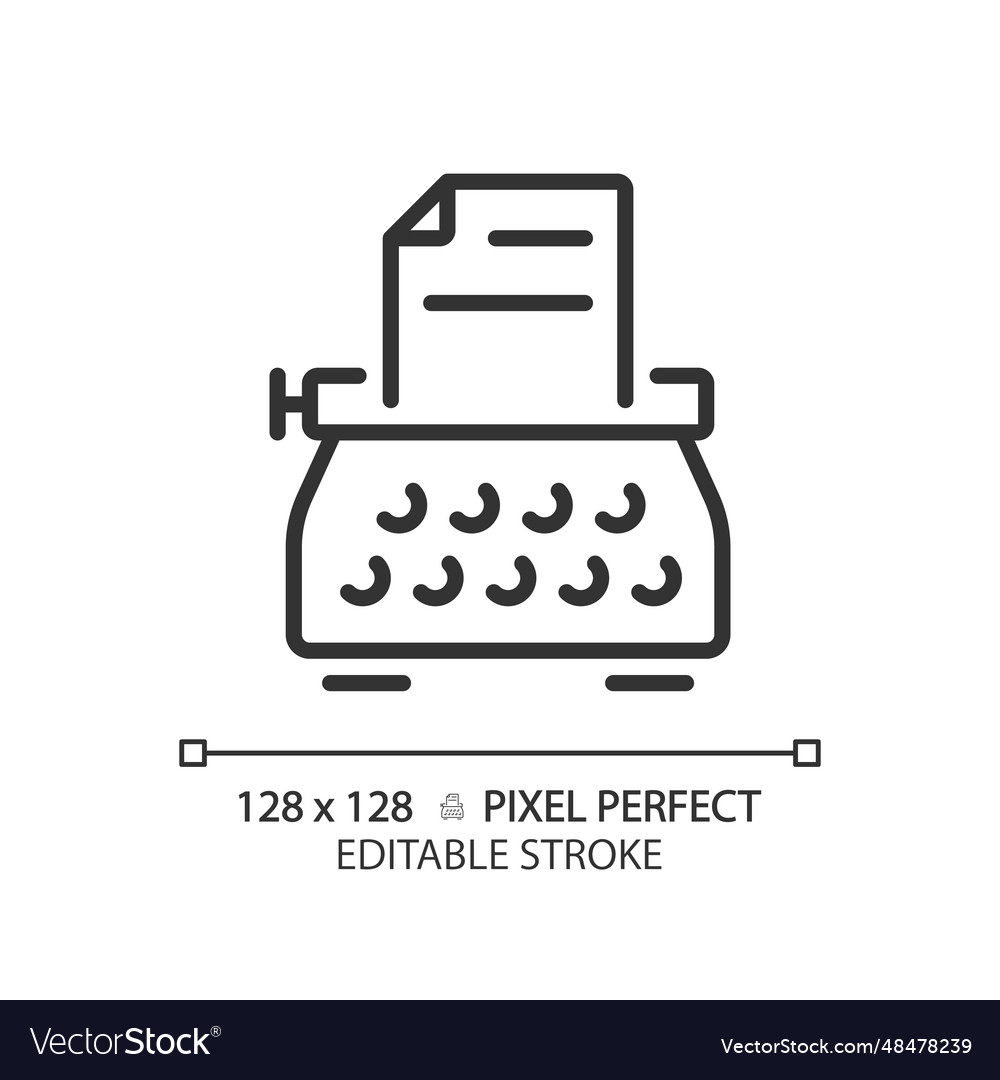 2d customizable thin linear black typewriter icon