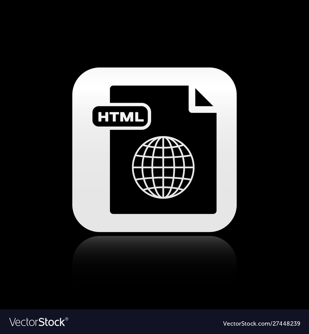 Black html file document download button vector image Black html file document download button