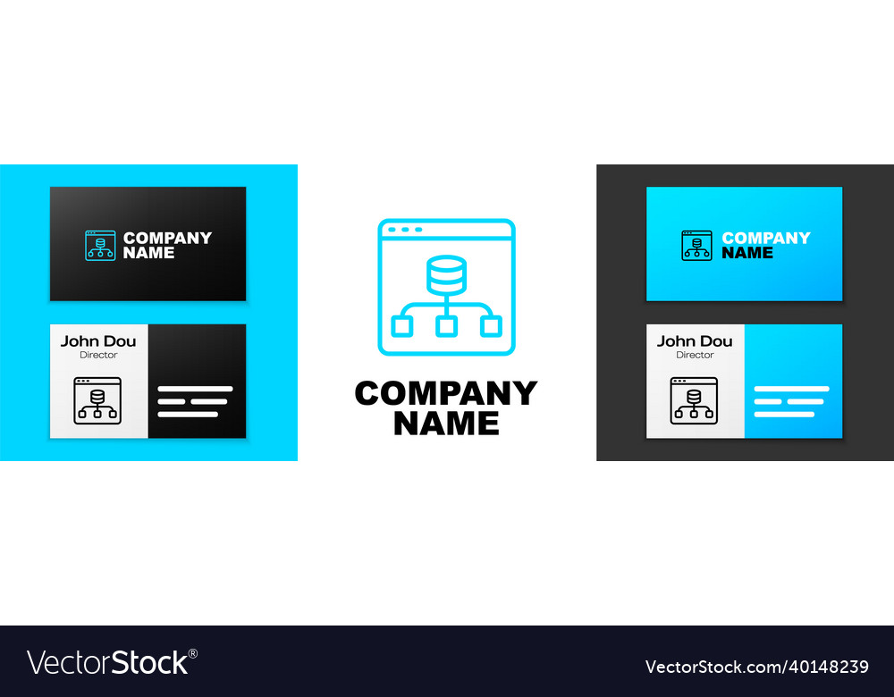 Blue line server data web hosting icon isolated