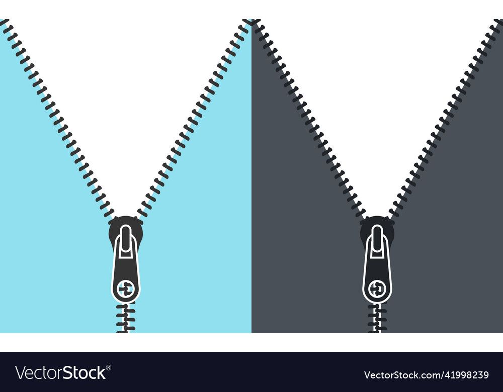 Closed and open zipper background concept vector image Closed and open zipper background concept
