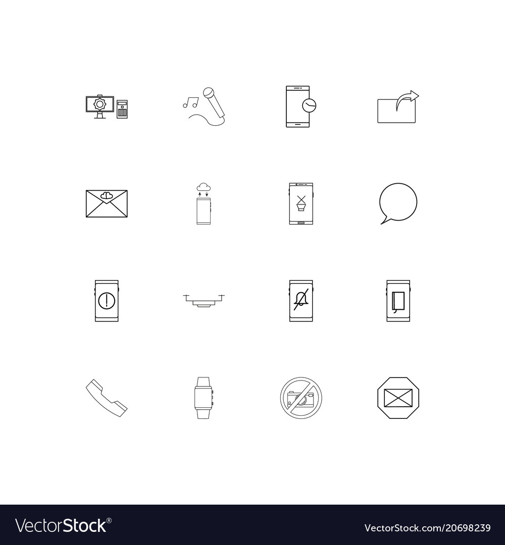 Devices simple linear icons set outlined