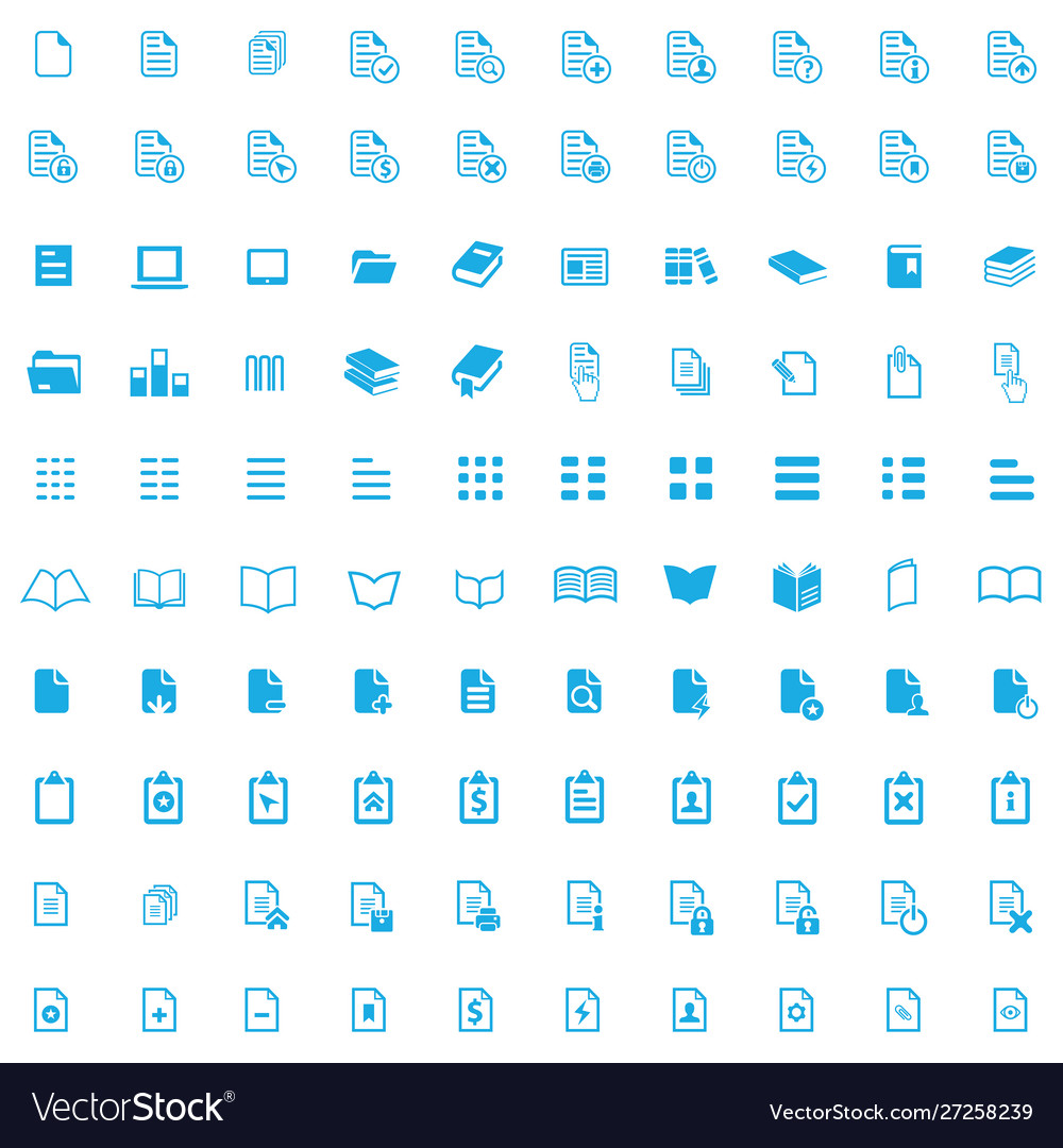 Document 100 icons universal set for web and ui Vector Image