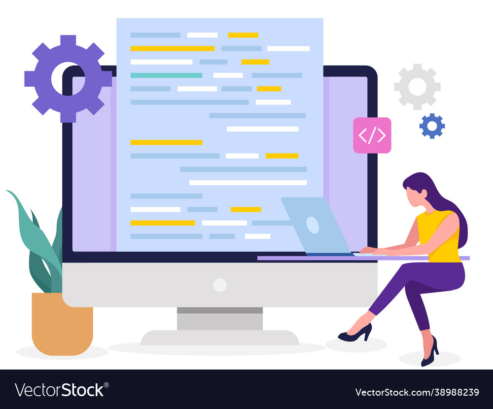 Female developer doing programming