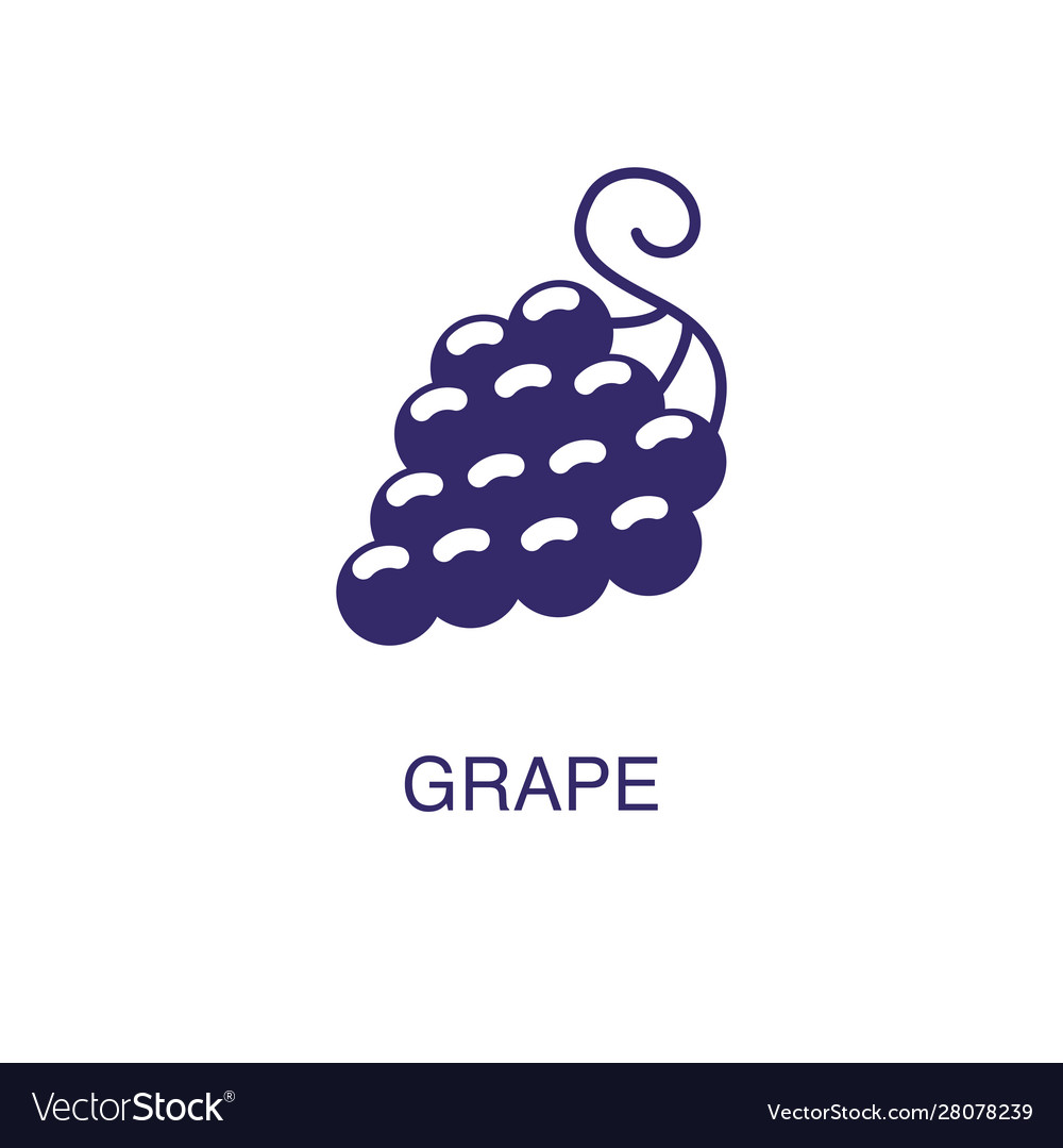 Grape element in flat simple style on white
