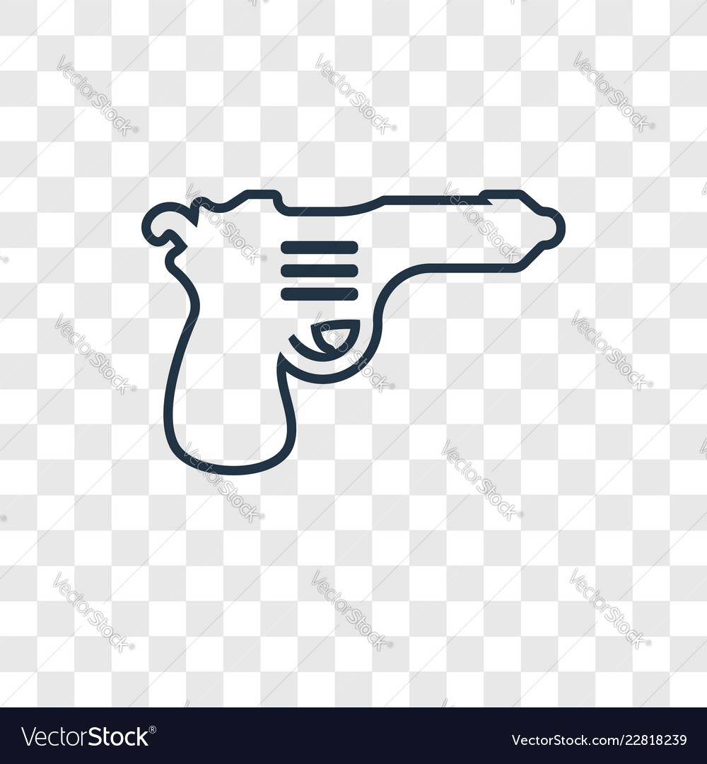 Gun concept linear icon isolated on transparent vector image Gun concept linear icon isolated on transparent