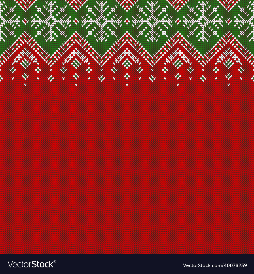 Knitted background with snowflakes and copyspace vector image Knitted background with snowflakes and copyspace