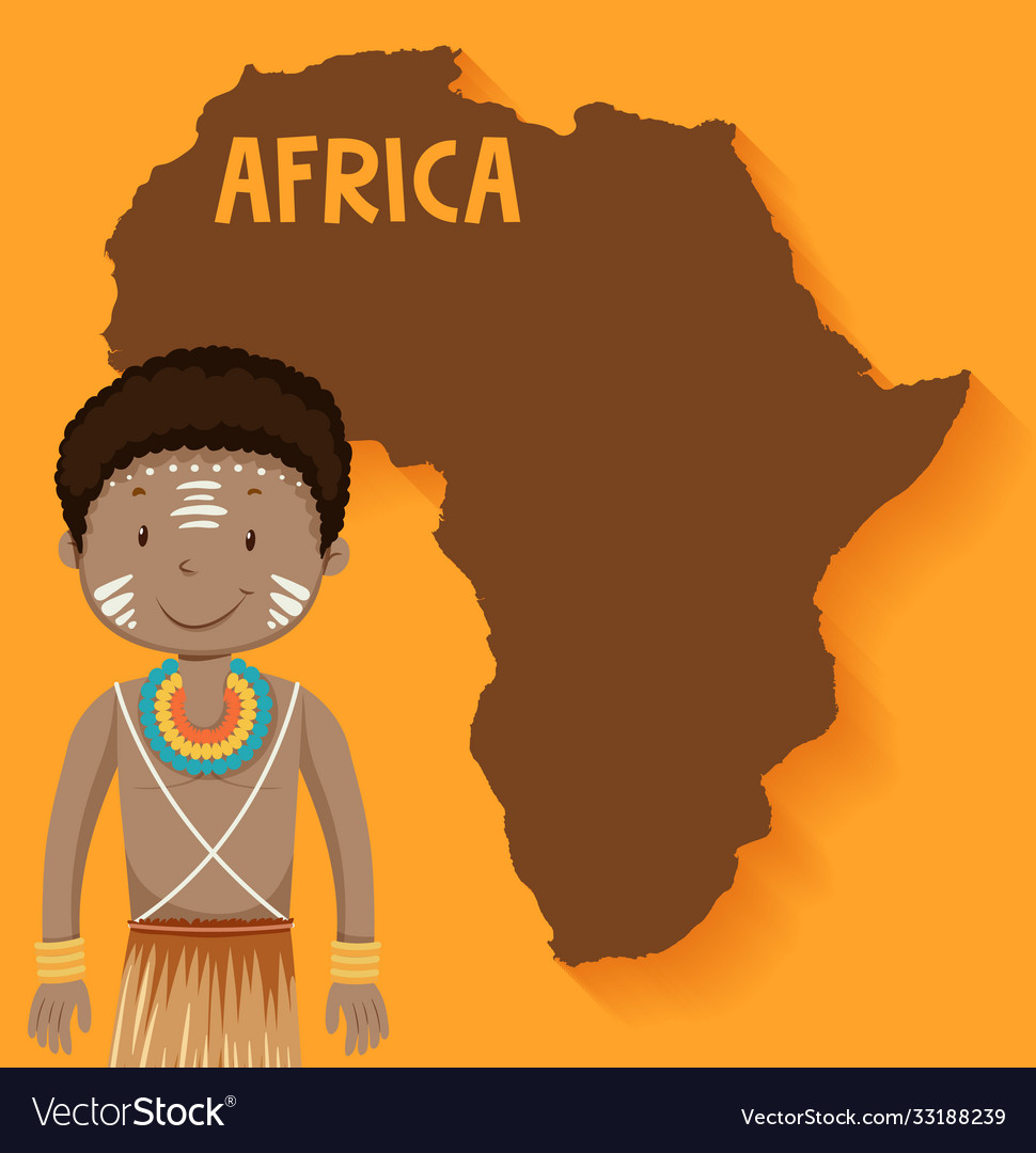 Native african tribes with map on background