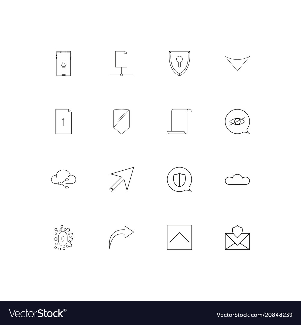Network and database linear thin icons set