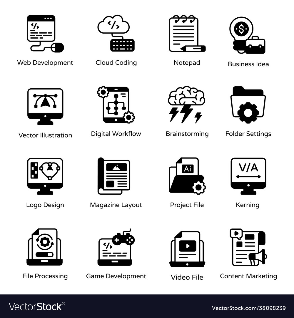 Pack coding and designing glyph icons