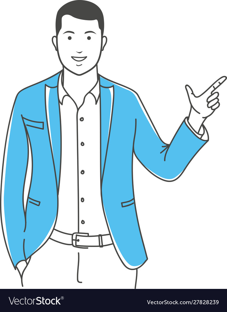 Positive manager gesturing outline Royalty Free Vector Image