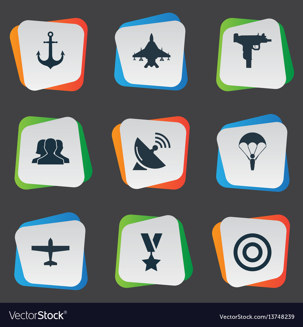 Set of simple army icons Vector Image Set of simple army icons
