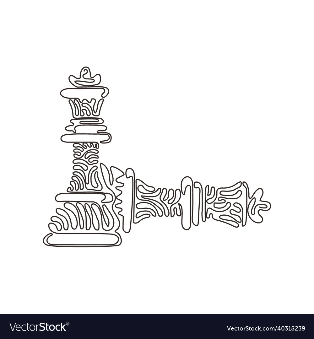 Single one line drawing figures of wooden chess