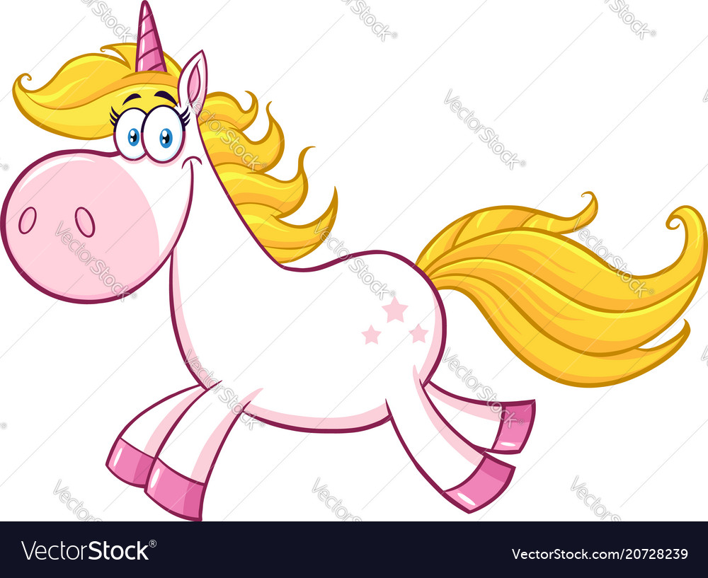 Smiling magic unicorn character running
