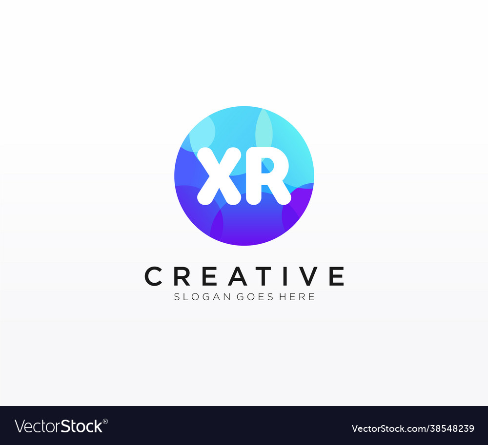 Xr initial logo with colorful circle template Vector Image