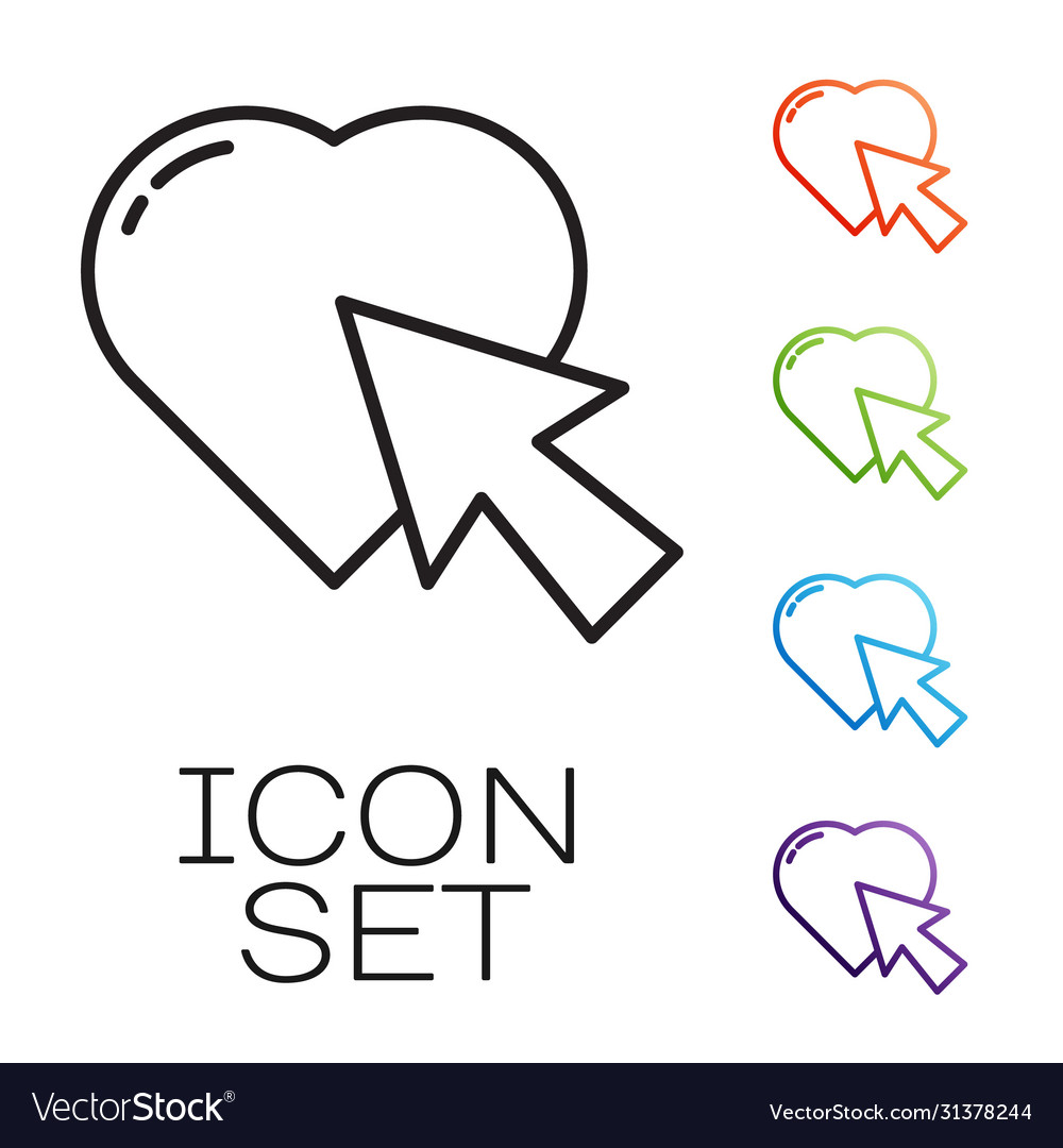 Black line heart and cursor click icon isolated Vector Image Black line heart and cursor click icon isolated
