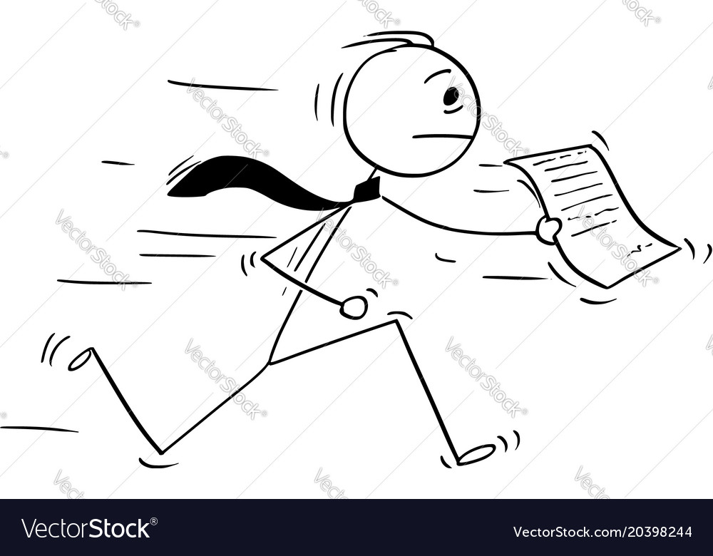 Cartoon of businessman running with piece