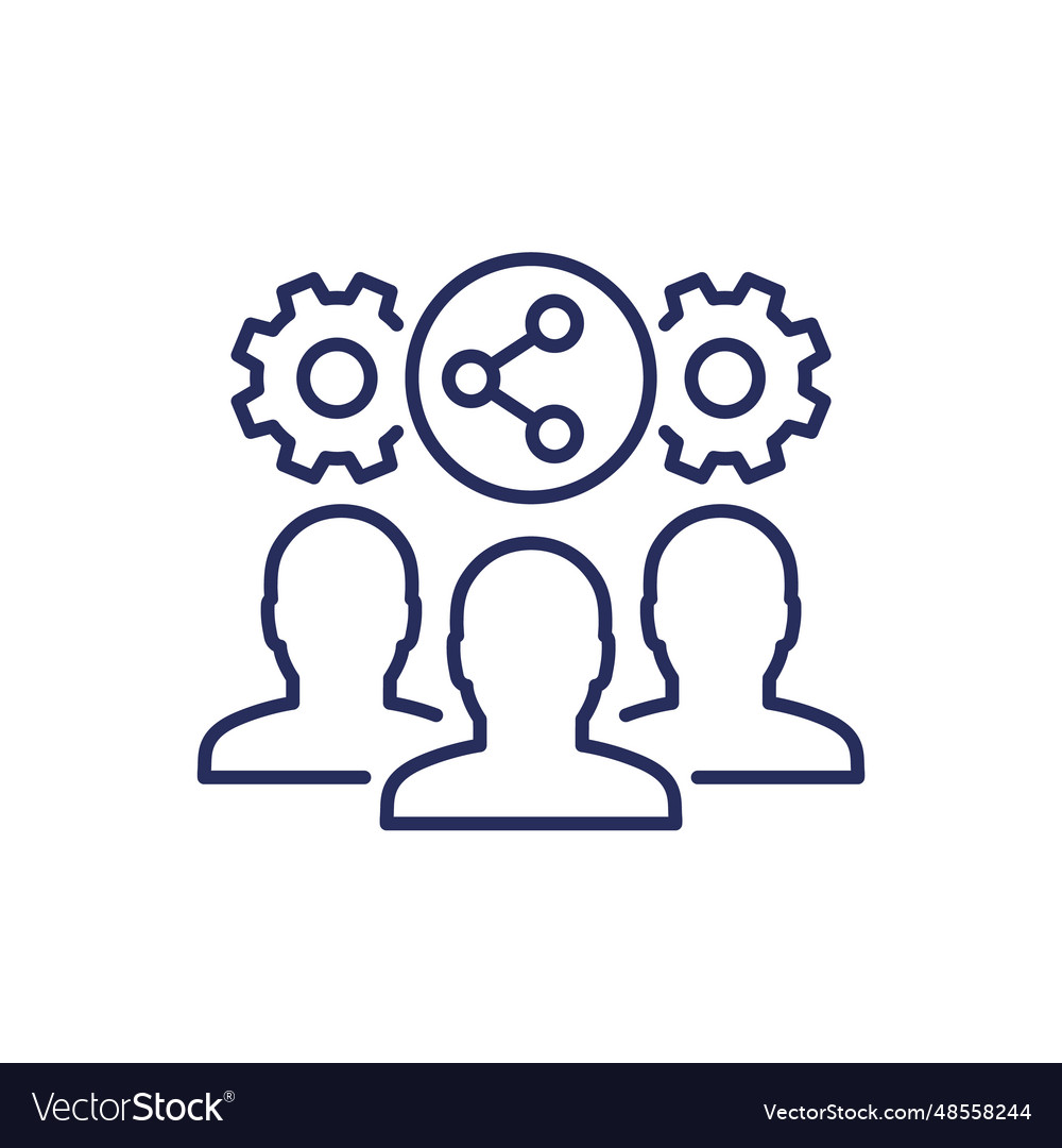 Collective work and collaboration line icon Vector Image