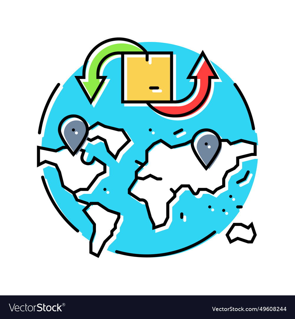 Cross border trade logistic manager color icon Vector Image Cross border trade logistic manager color icon
