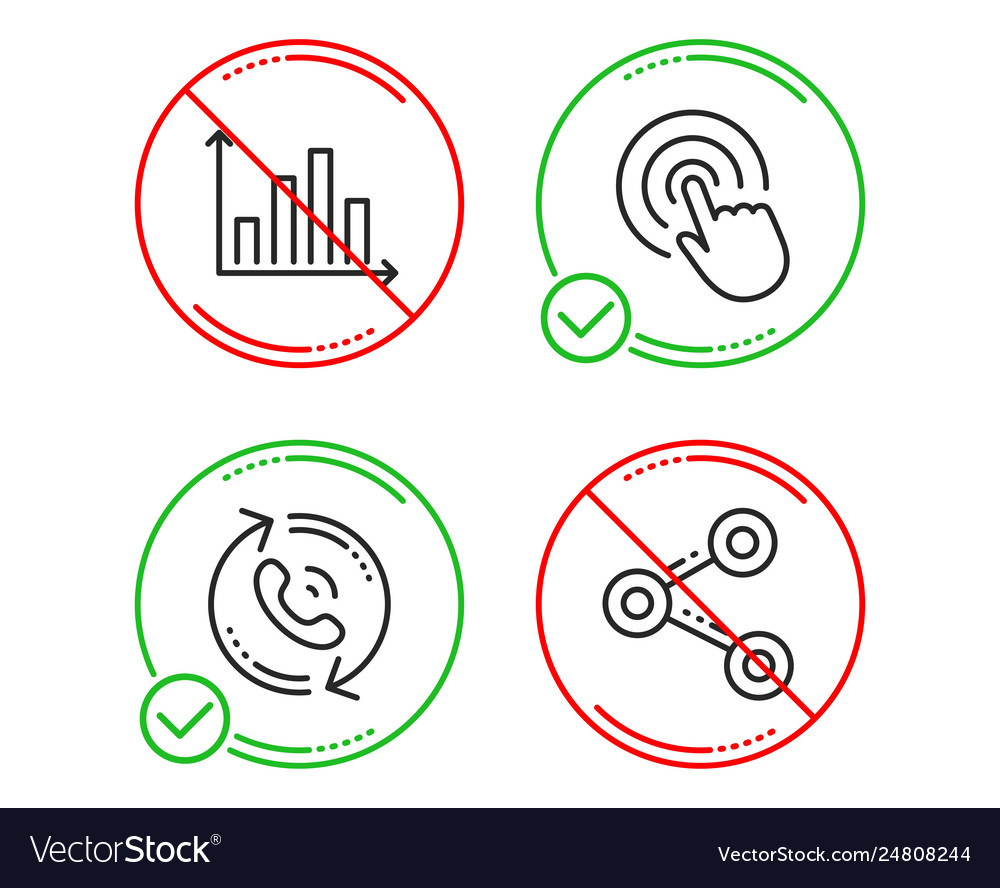 Diagram graph call center and click icons set Vector Image Diagram graph call center and click icons set