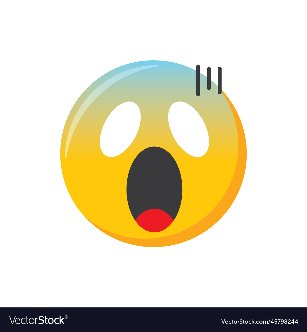 Emoji icon shocked face scared emoticon Royalty Free Vector