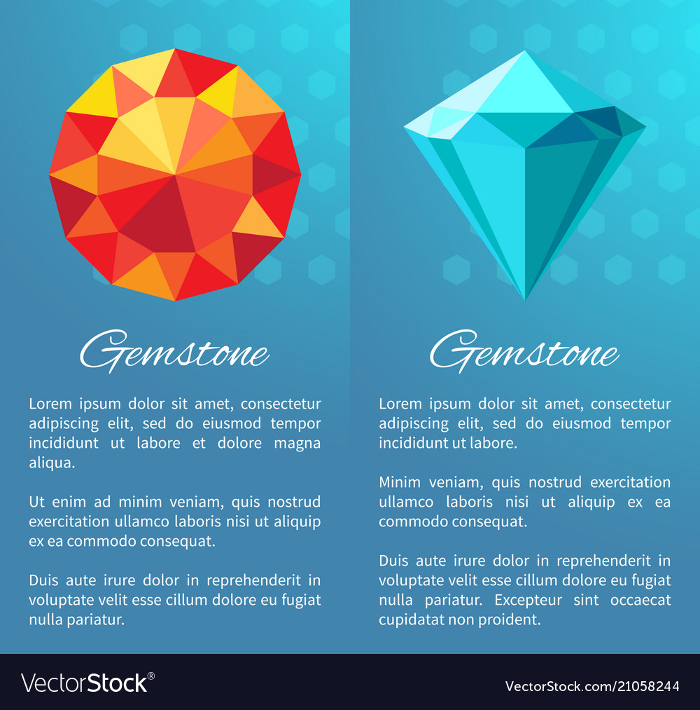 Gemstones set with text sample vector image Gemstones set with text sample