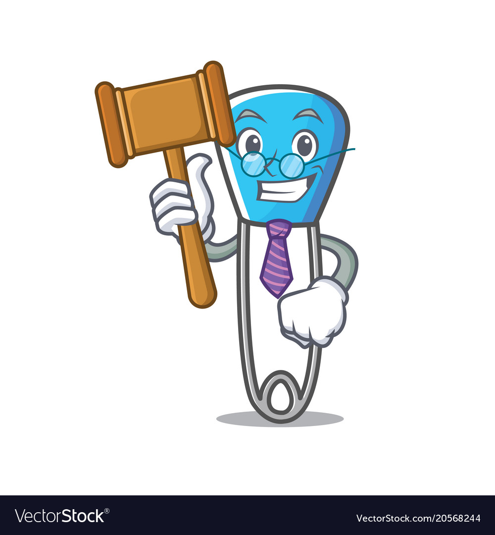 Judge safety pin mascot cartoon