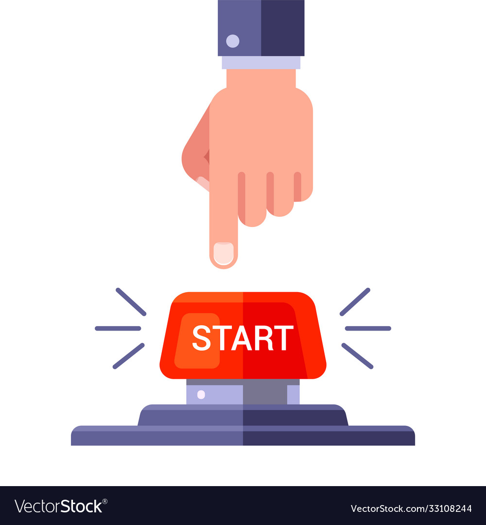 Man presses red start button