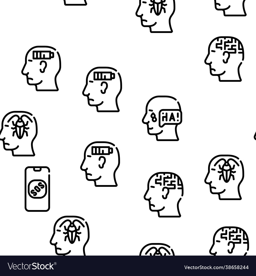 Neurosis brain problem seamless pattern vector image Neurosis brain problem seamless pattern