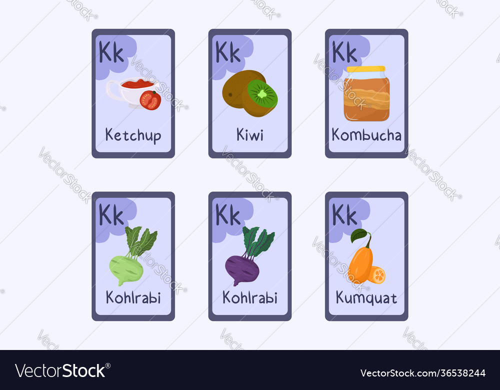 Phonics Flashcard - Letter K (Ketchup & Kiwi)
