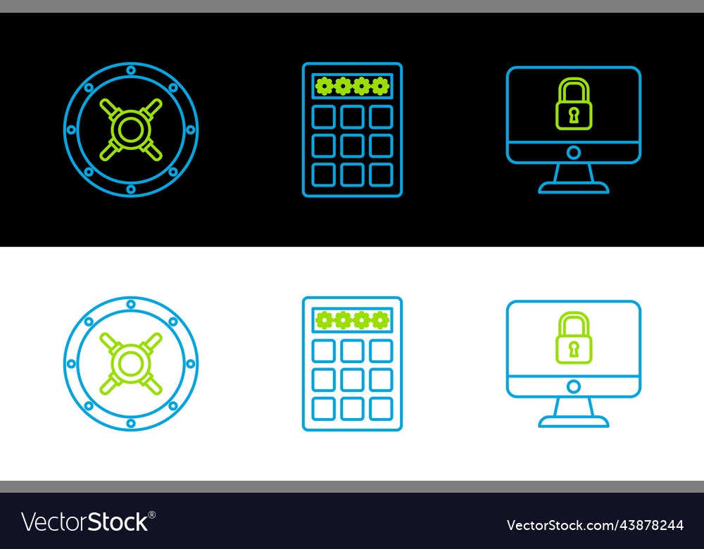 Set line lock on computer monitor screen safe vector image Set line lock on computer monitor screen safe