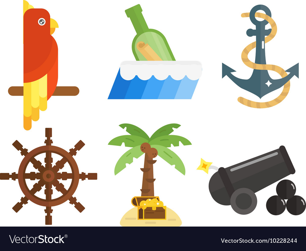 Treasures icons set