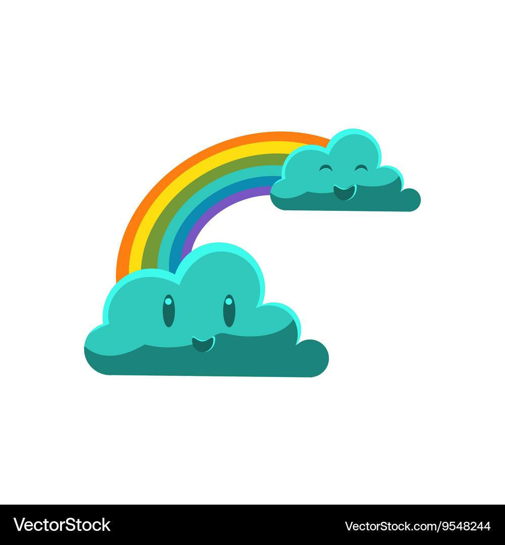 Two clouds connected with the rainbow Royalty Free Vector