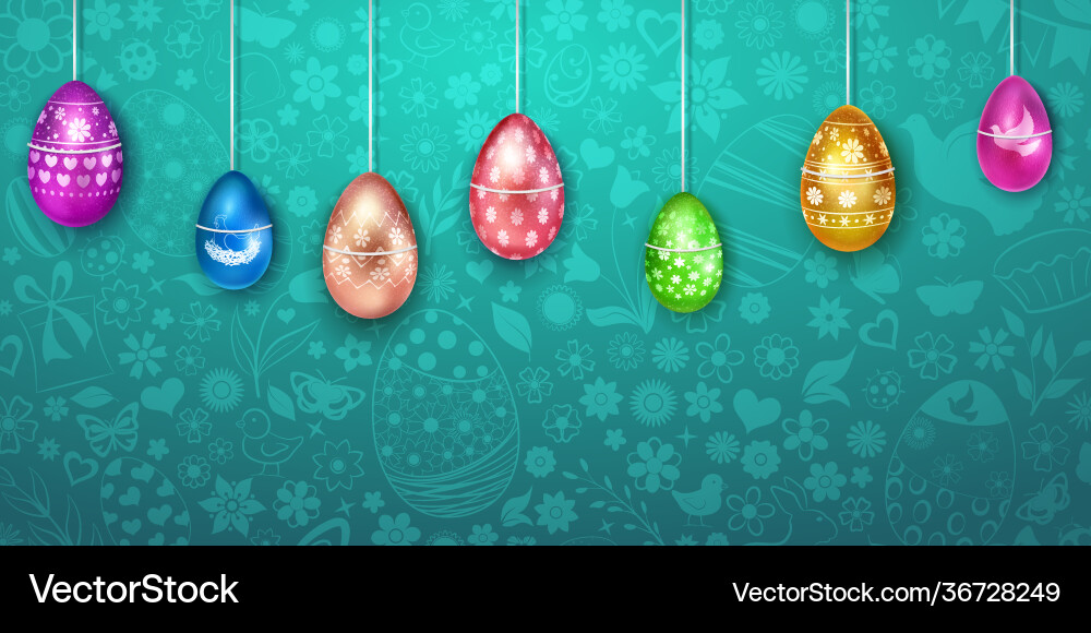 Background with hanging easter eggs Royalty Free Vector