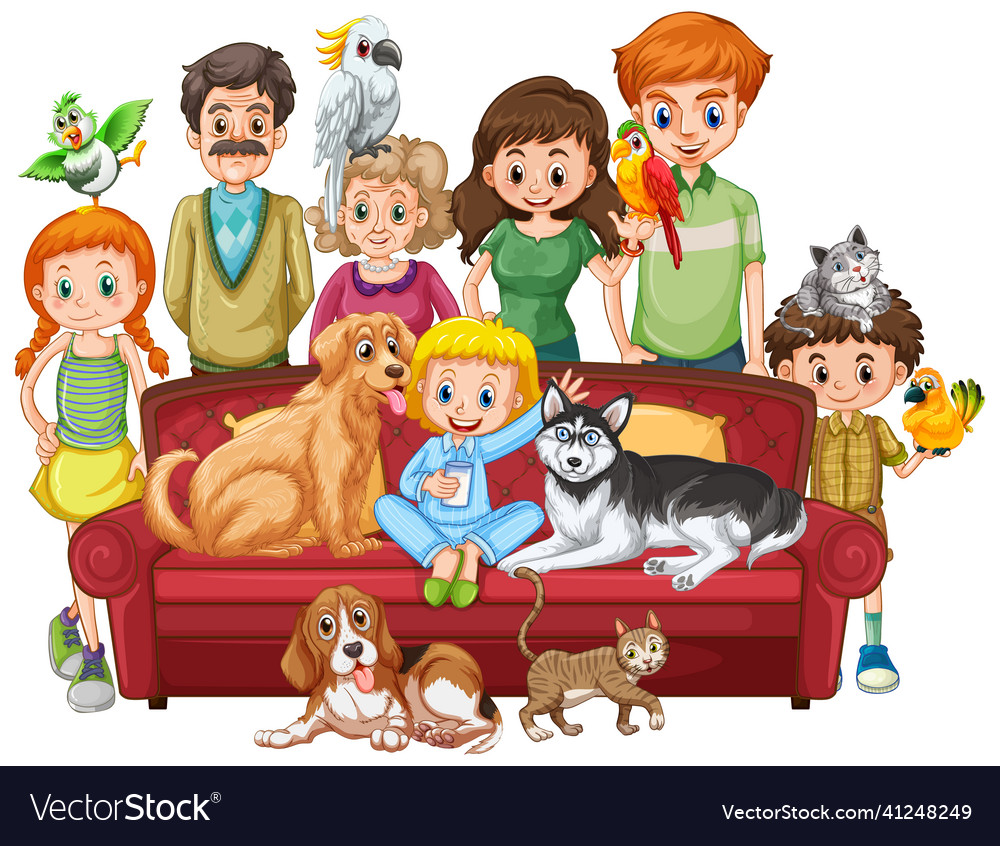 Big Family Members With Many Dogs Royalty Free Vector Image