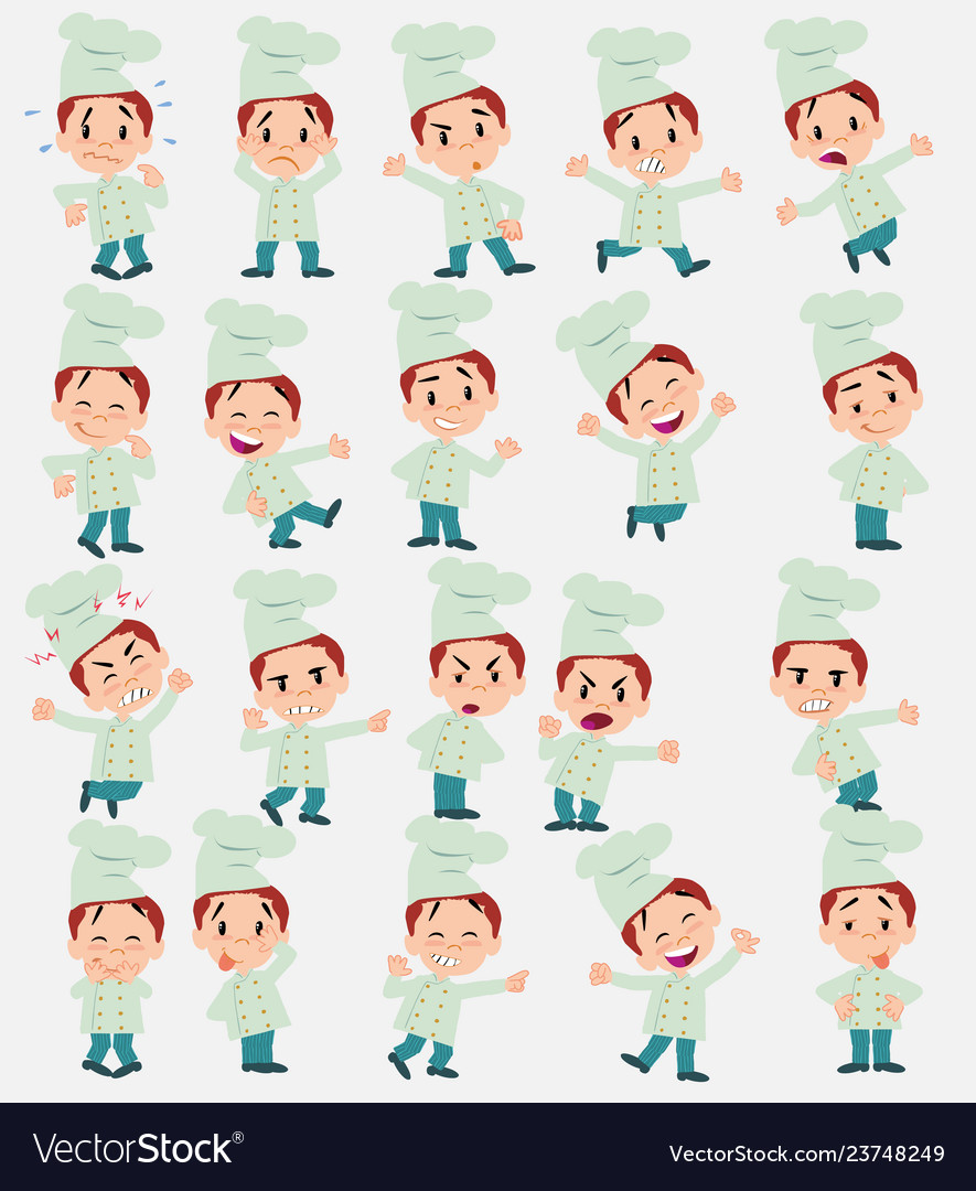 Cartoon character chef set with different vector image Cartoon character chef set with different
