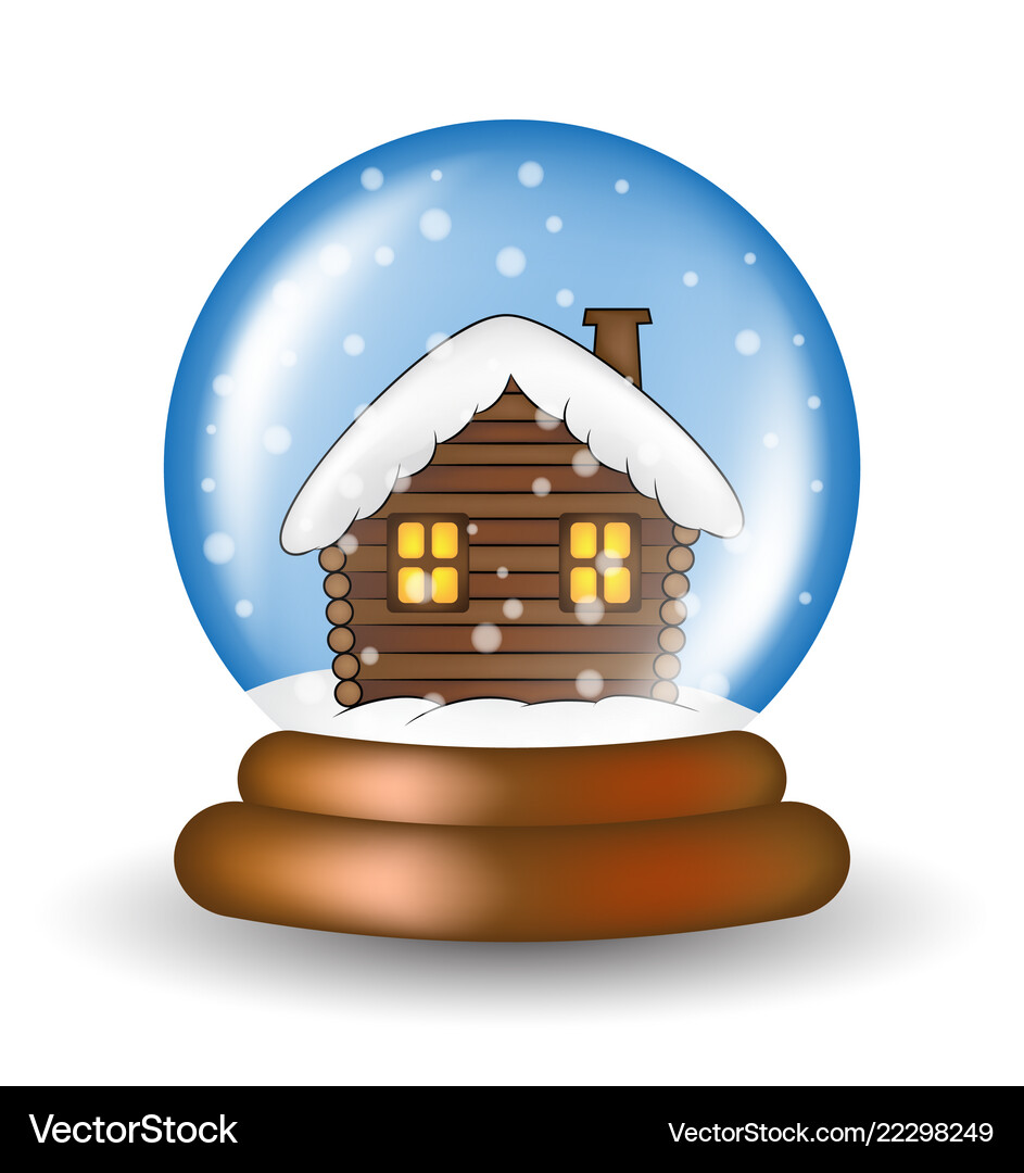 Christmas Snowglobe With Cabin Cartoon Design Vector Image