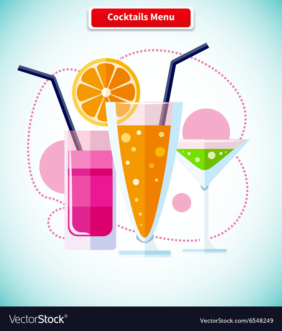 Cocktails menu icon variety of beverages Vector Image